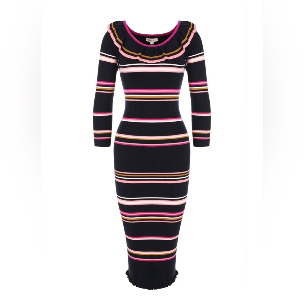 Rebecca Taylor Multicolor Striped Long Sleeve Dress
